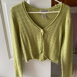 Green crop cardigan